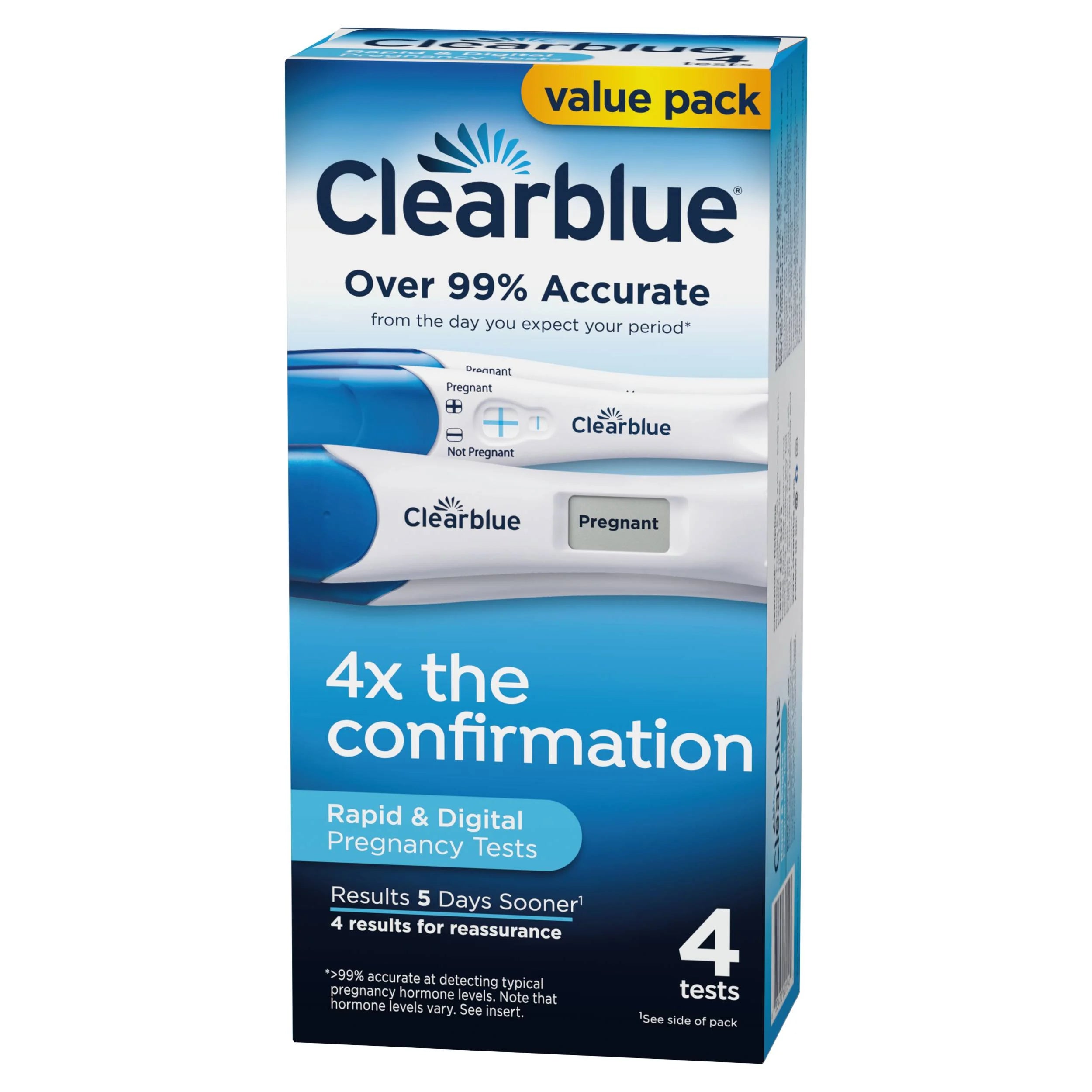 CLEARBLUE RAPID & DIGITAL TEST 4'S (4X THE CONFIRMATION)