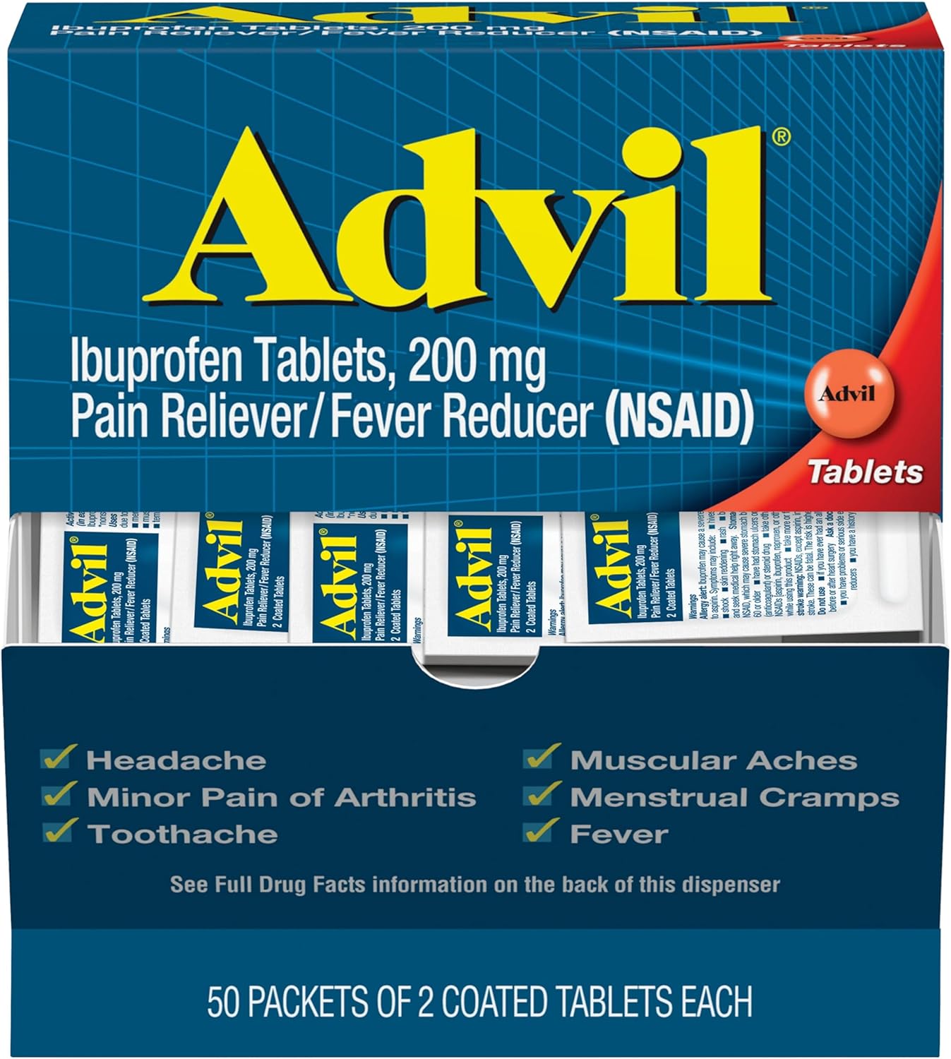 ADVIL 200MG TABS (50 SACHETS)