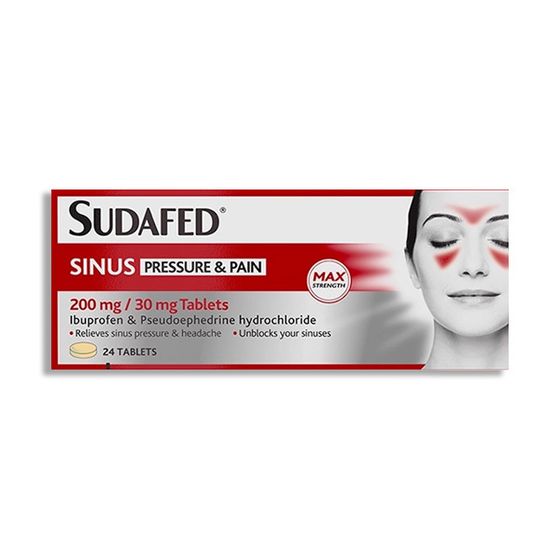 SUDAFED SINUS PRESSURE & PAIN TABS 24'S